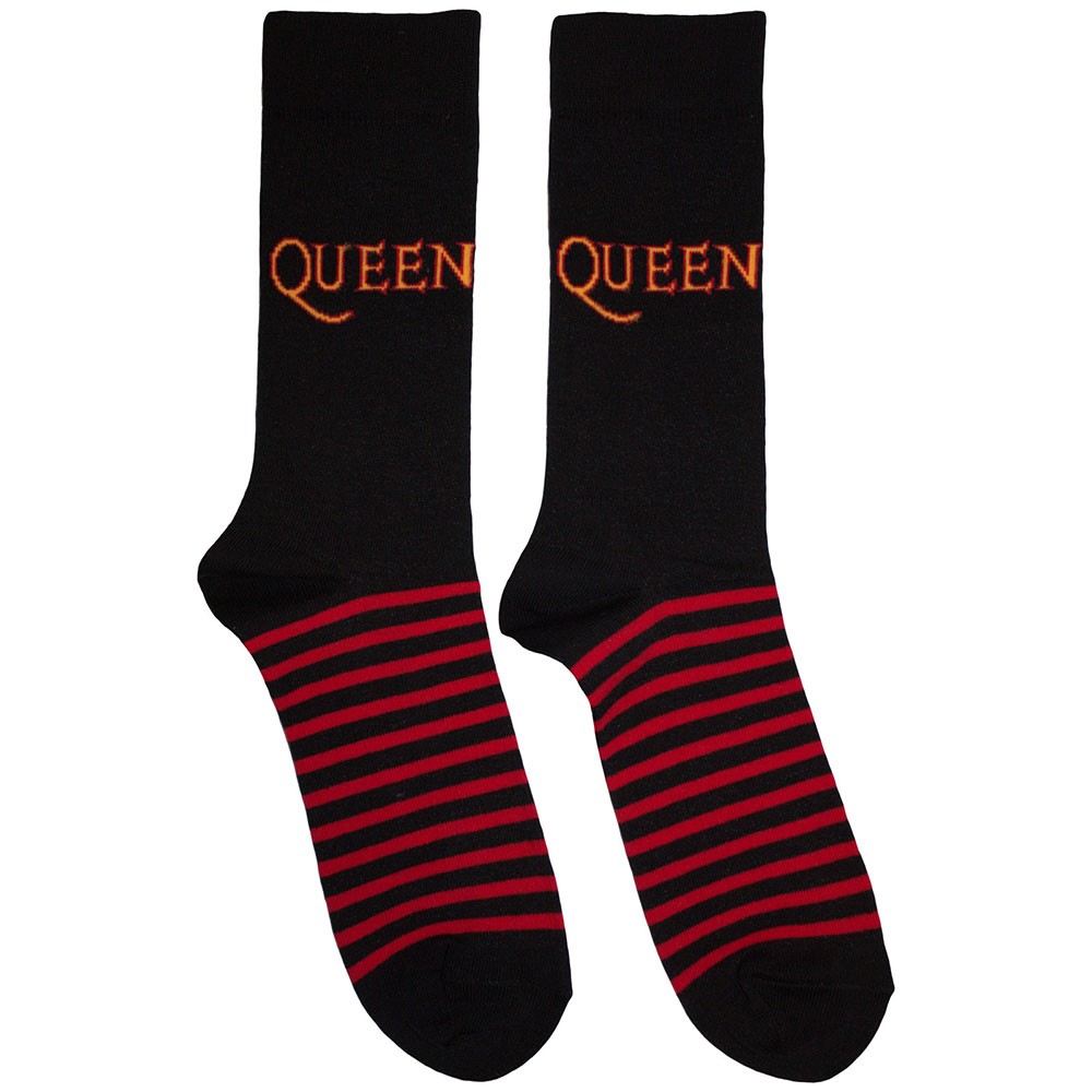 Queen - Logo & Stripes Enkelsokken - Zwart
